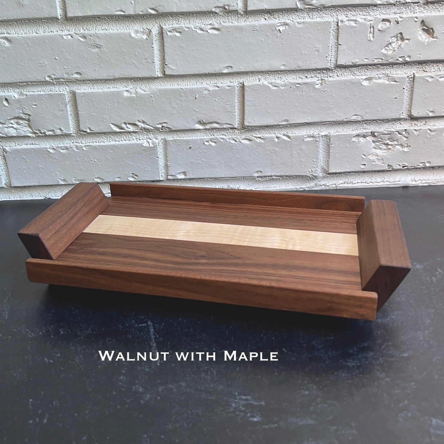 Handcrafted Wood Valet Tray; Modern Solid Wood Catchall Tray for Home