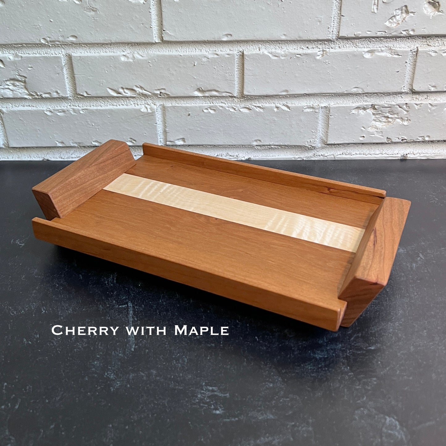 Handcrafted Wood Valet Tray; Modern Solid Wood Catchall Tray for Home