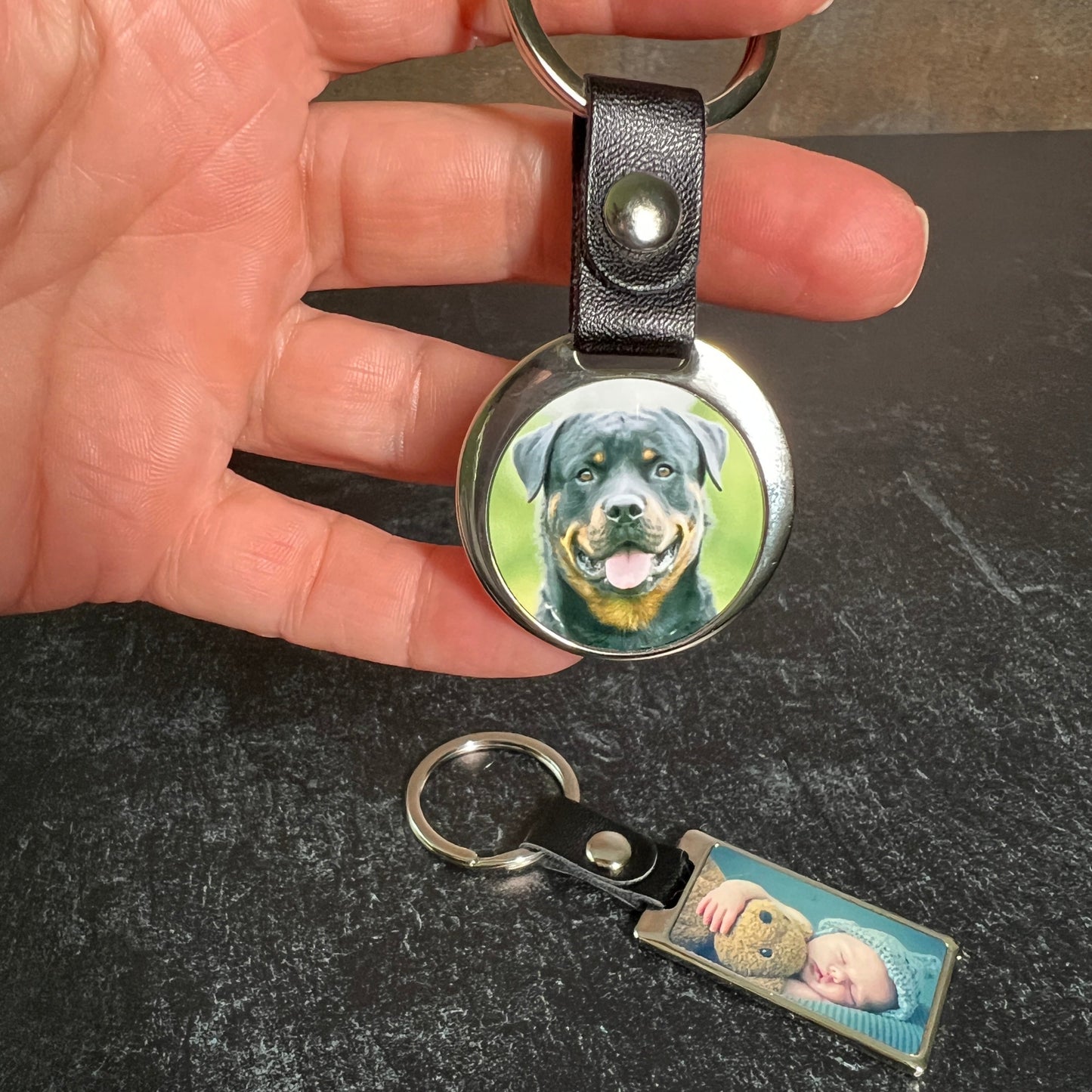 Custom Stainless Steel Photo Keychain – Perfect Gift for New Parents, Grandparents, New Drivers & Homeowners