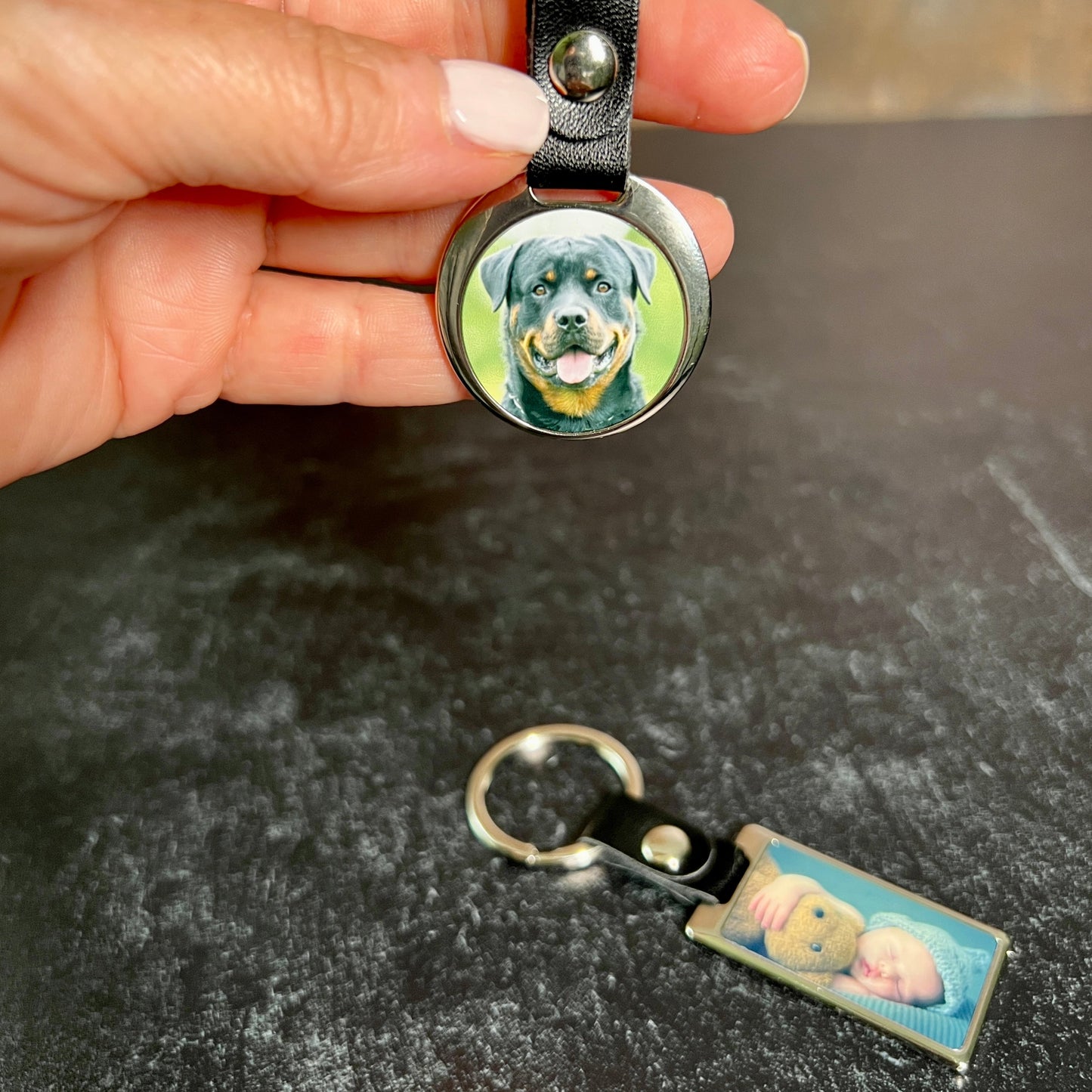 Custom Stainless Steel Photo Keychain – Perfect Gift for New Parents, Grandparents, New Drivers & Homeowners