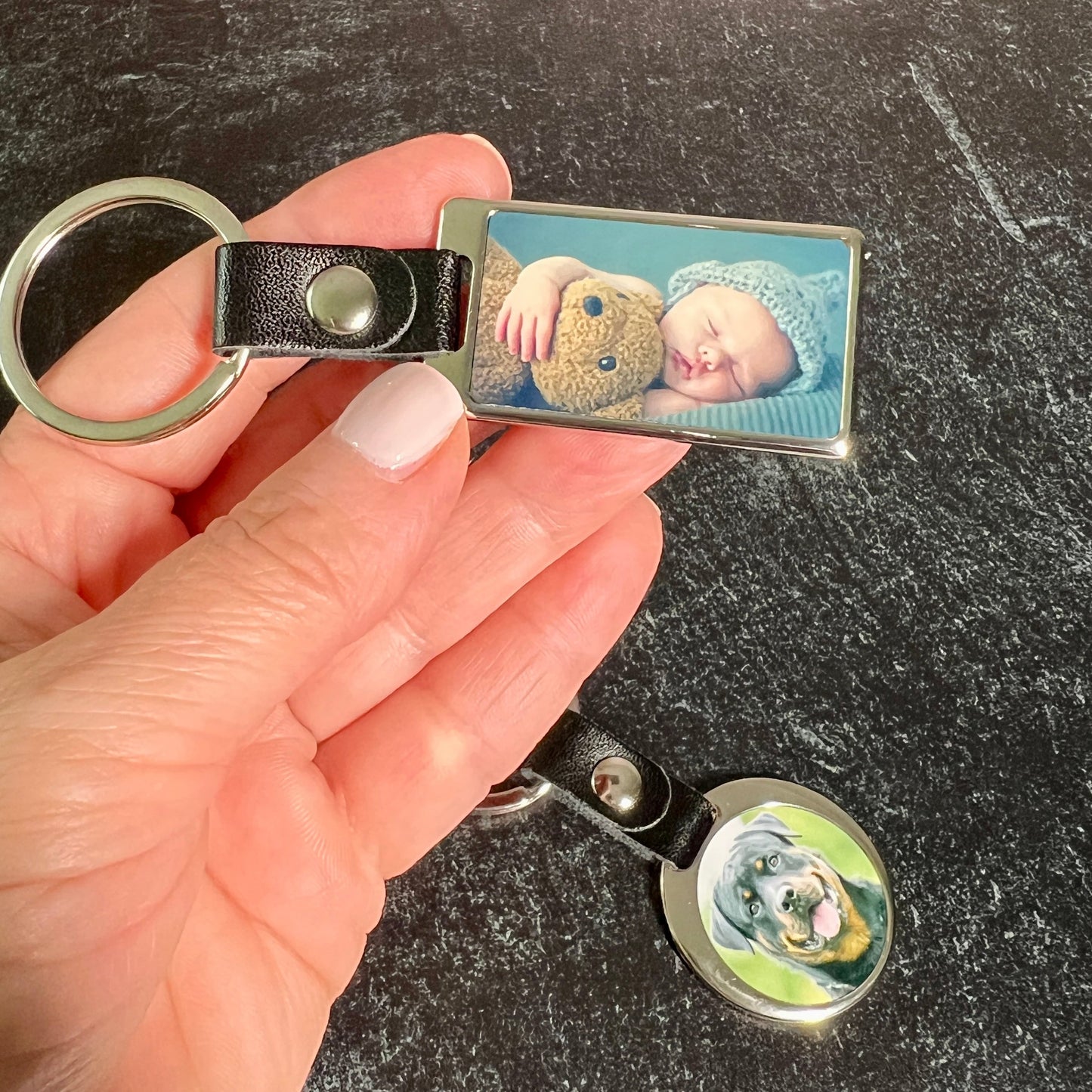 Custom Stainless Steel Photo Keychain – Perfect Gift for New Parents, Grandparents, New Drivers & Homeowners