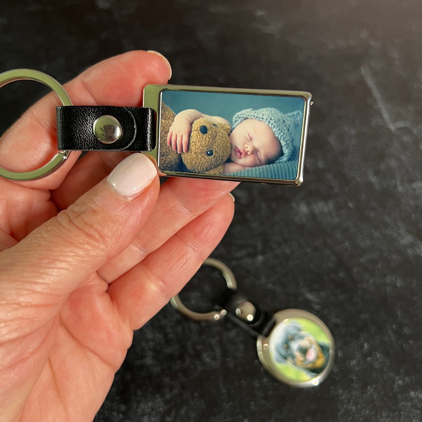 Custom Stainless Steel Photo Keychain – Perfect Gift for New Parents, Grandparents, New Drivers & Homeowners