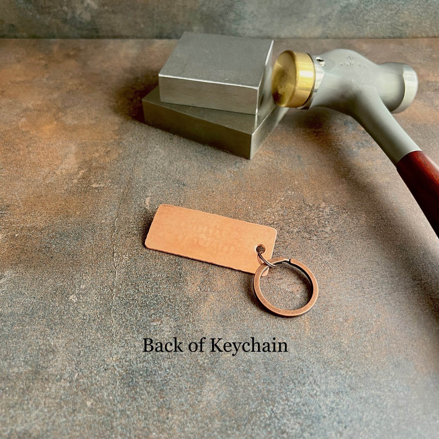 Hand-Stamped Anniversary Keychain – Copper, Bronze, or Pewter