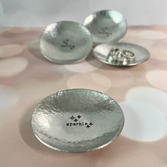 Ring Dish; Small Pewter "sparkle" Trinket Dish