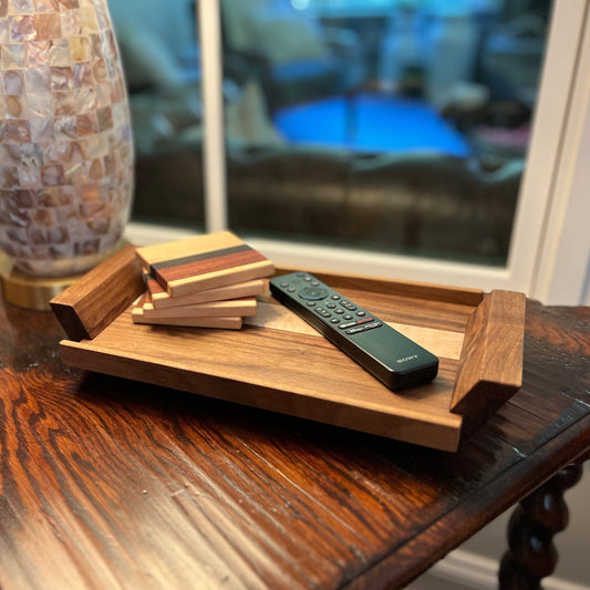 modern solid walnut wood catchall tray, fathers day gift for day, luxury wood tray