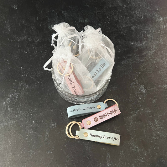 Wedding Favor, Bulk Customized Colorful Leather Key Chains