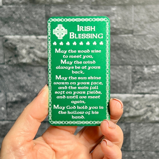 Engraved Metal Wallet Card – Irish Blessing Keepsake with Custom Back Option