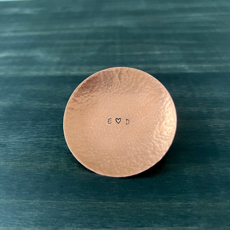 Ring Dish; Personalized Hammered Copper Unisex Trinket Dish