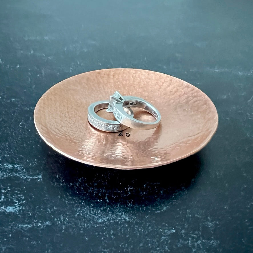 Ring Dish; Personalized Hammered Copper Unisex Trinket Dish