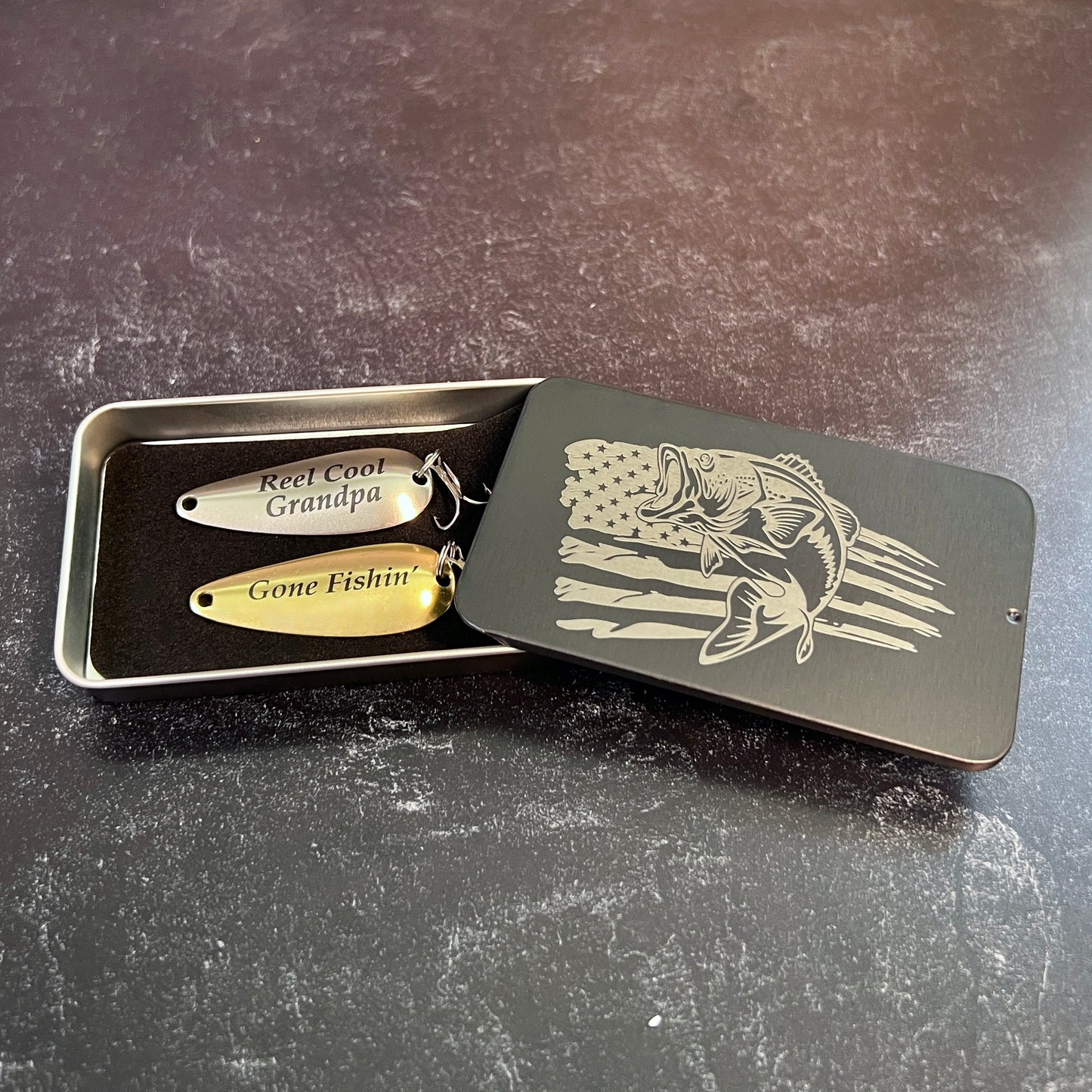 Fishing Gift for Grandpa From Grandkids - Engraved Hook - Christmas Gift Idea - Custom Lure Kit