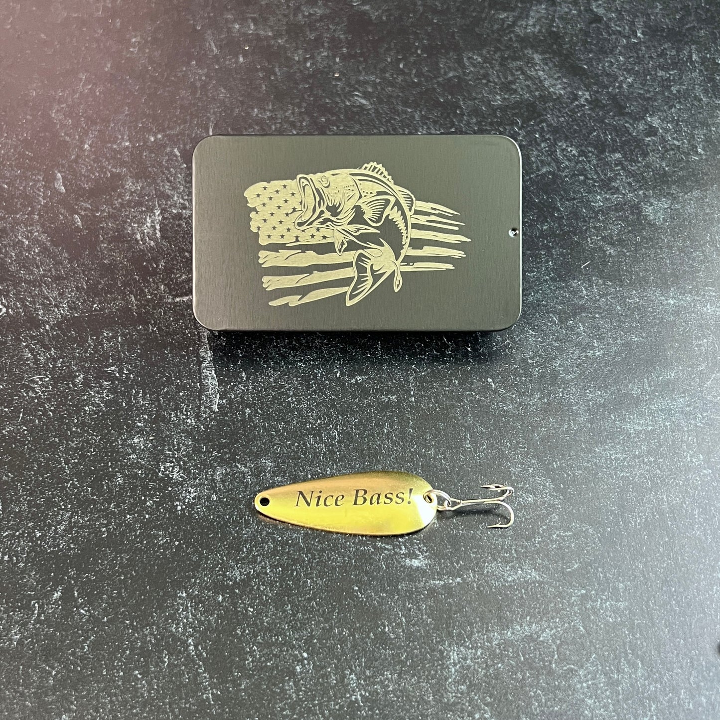 Fishing Gift for Him - Engraved Lure Hook - Christmas Gift Idea - Boyfriend Birthday - Custom Bass Flag