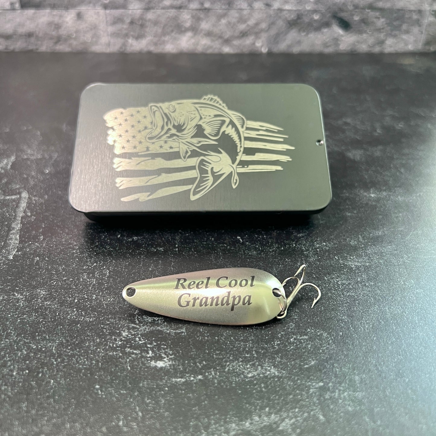 Fishing Gift for Grandpa From Grandkids - Engraved Hook - Christmas Gift Idea - Custom Lure Kit