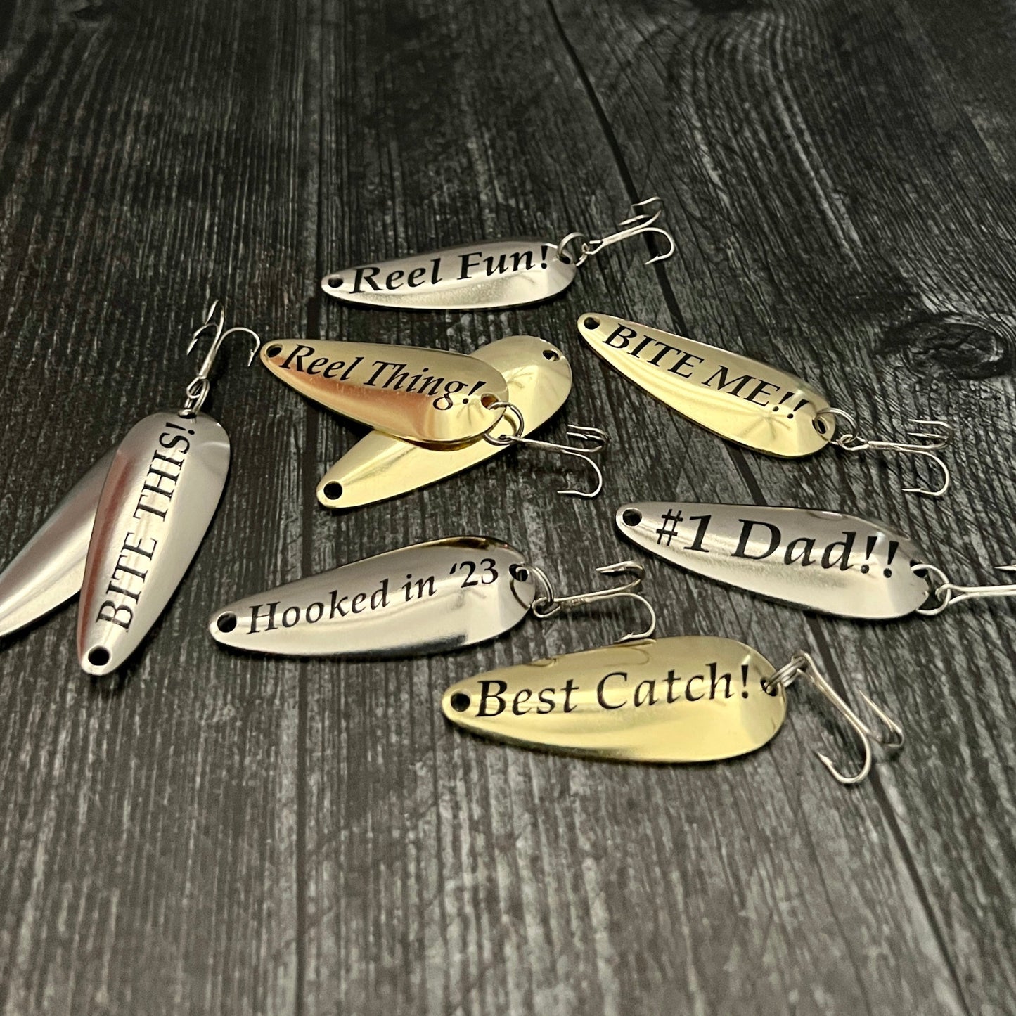 Fishing Lure Gift Set; 2 Custom Lures in Metal Tin