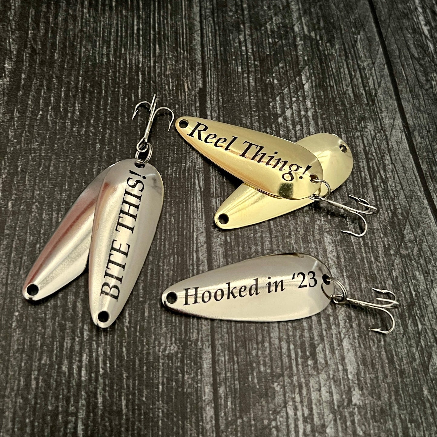 Fishing Lure Gift Set; 2 Custom Lures in Metal Tin