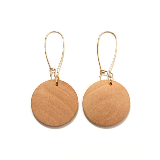 Wholesale Simple Vintage Pattern Women Round Shape Wooden Earrings,